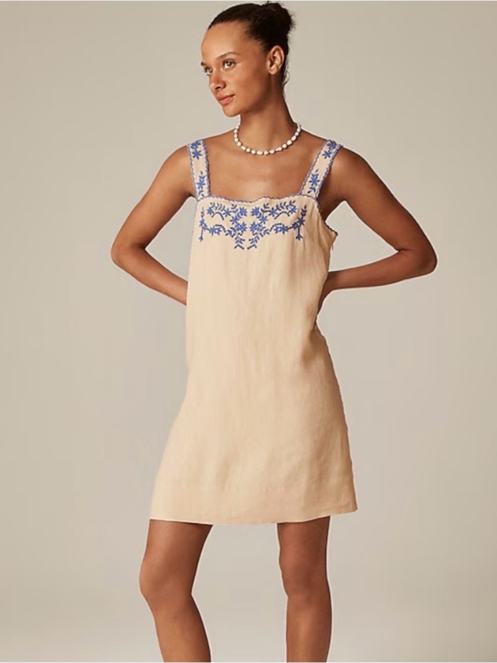 J Crew Yellow Embroidered Square Neck Tank Sundress Sz 10 Tall NWT